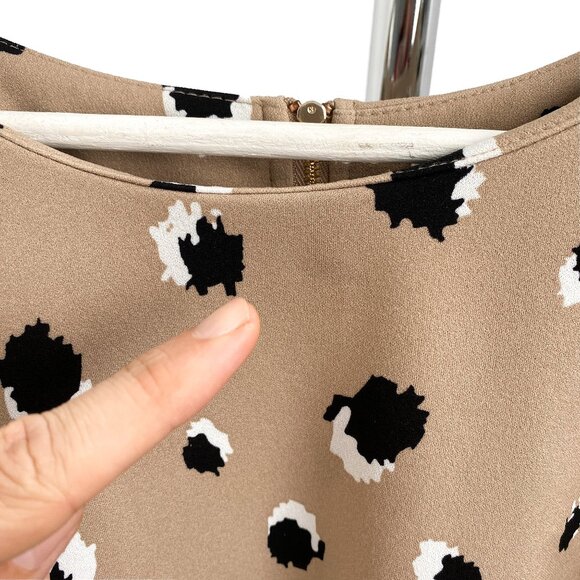 Melloday Women's Tops Blouses - Tan Pattern, Round Neck, Short Sleeve, Size XL - Picture 4 of 7